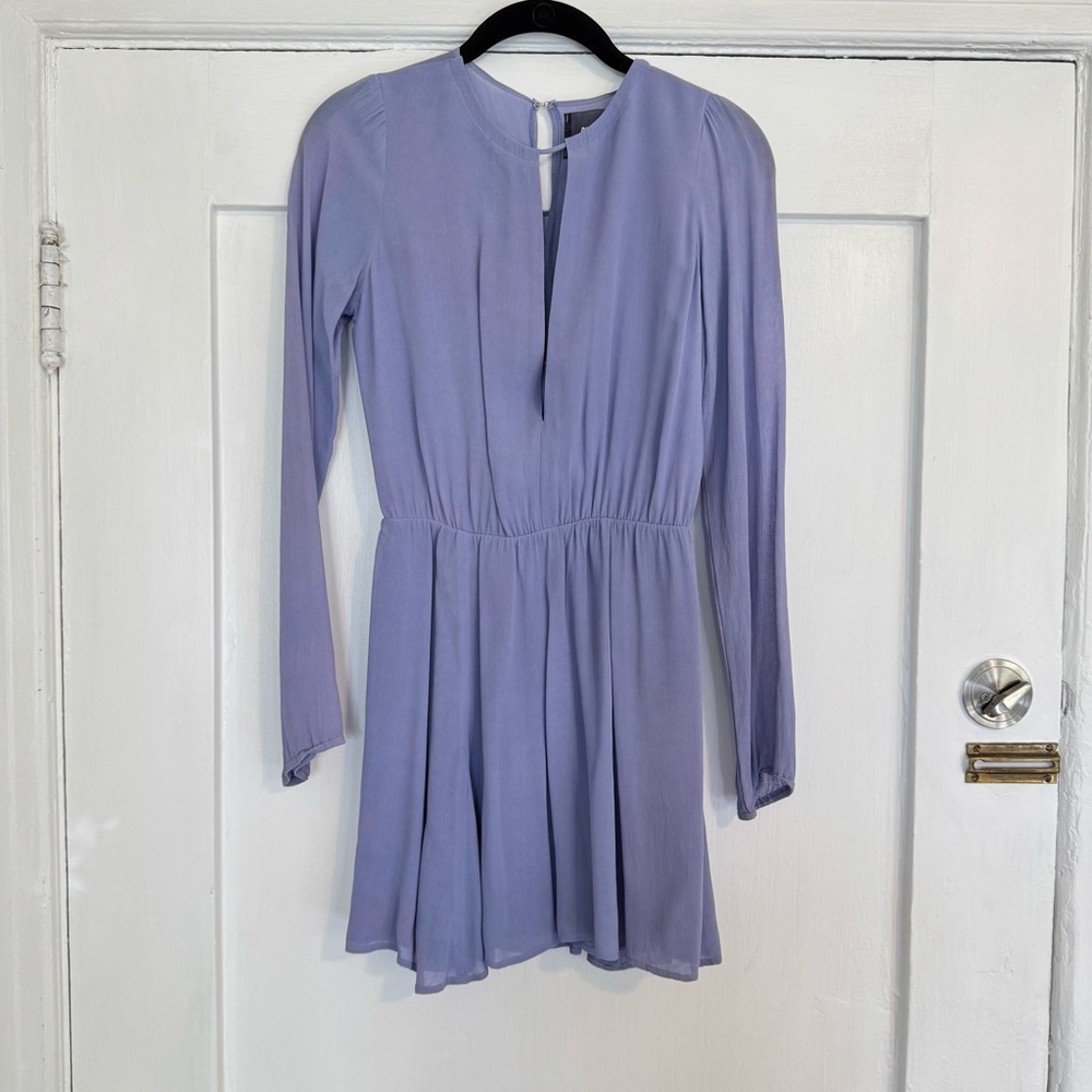 Reformation Lilac Periwinkle long sleeve keyhole cutout mini dress
